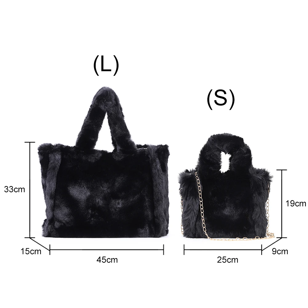 Warm Plush Soft Handbags Autumn/Winter Fluffy Tote Bag for Women 2023 Faux Fur Luxury Chain Crossbody Bags Designer Shoulder Bag