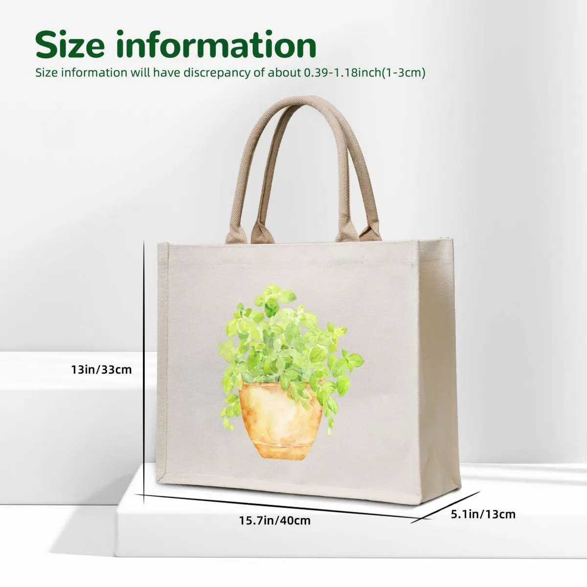 Watercolor herb basil in pot Tote Bag bag luxury women tote bag screen for beach Women's shopping