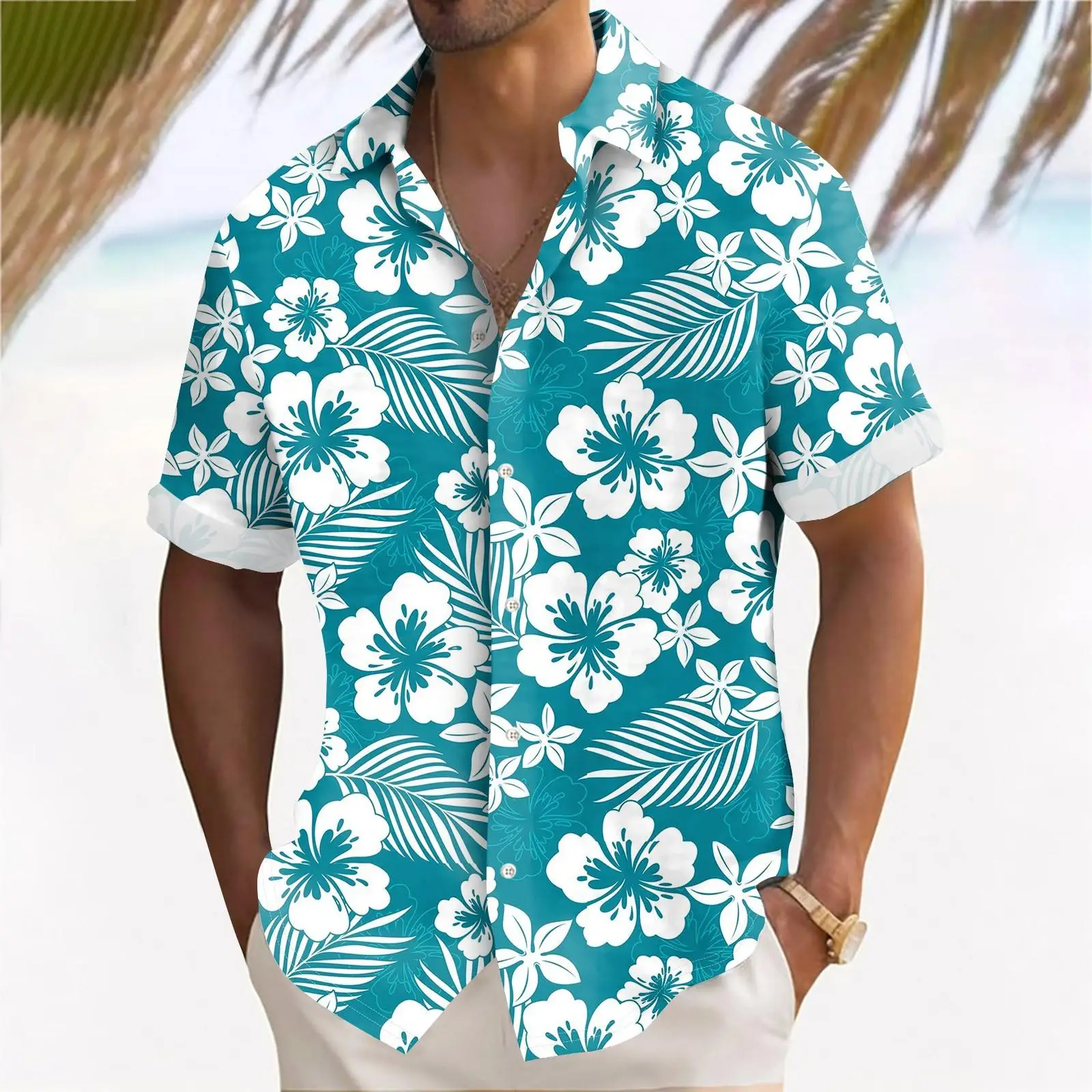 Summer Floral Pattern 3D Printed Men's Shirts Holiday Resort Hawaiian Shirts Cool Breathable Short Sleeve Lapel Button Blouse