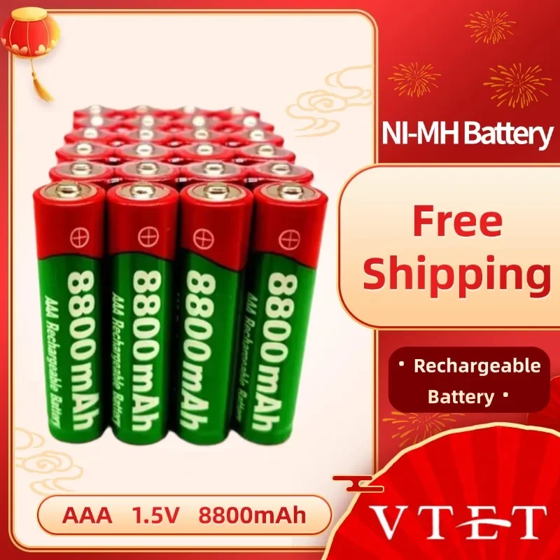 2024 New 1.5V AAA 8800mAh Rechargeable Battery NI-MH Batery for Led Light Toy Mp3 Recyclable Remote Control Long Battery Life