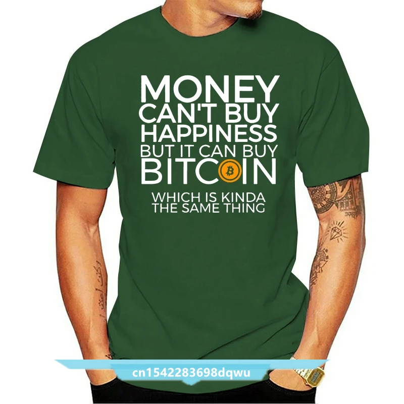 

Men's Funny T Shirts Money Can't Buy Happiness But It Can Buy Bitcoin Tee Shirts CryptoCurrency Tees Adult Short T-Shirts