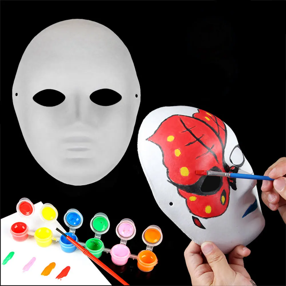 10Pcs Blank Mask Smooth Surface Full Face Mask Paintable Paper Mask DIY Masquerade Mask Cosplay Mask Halloween Props