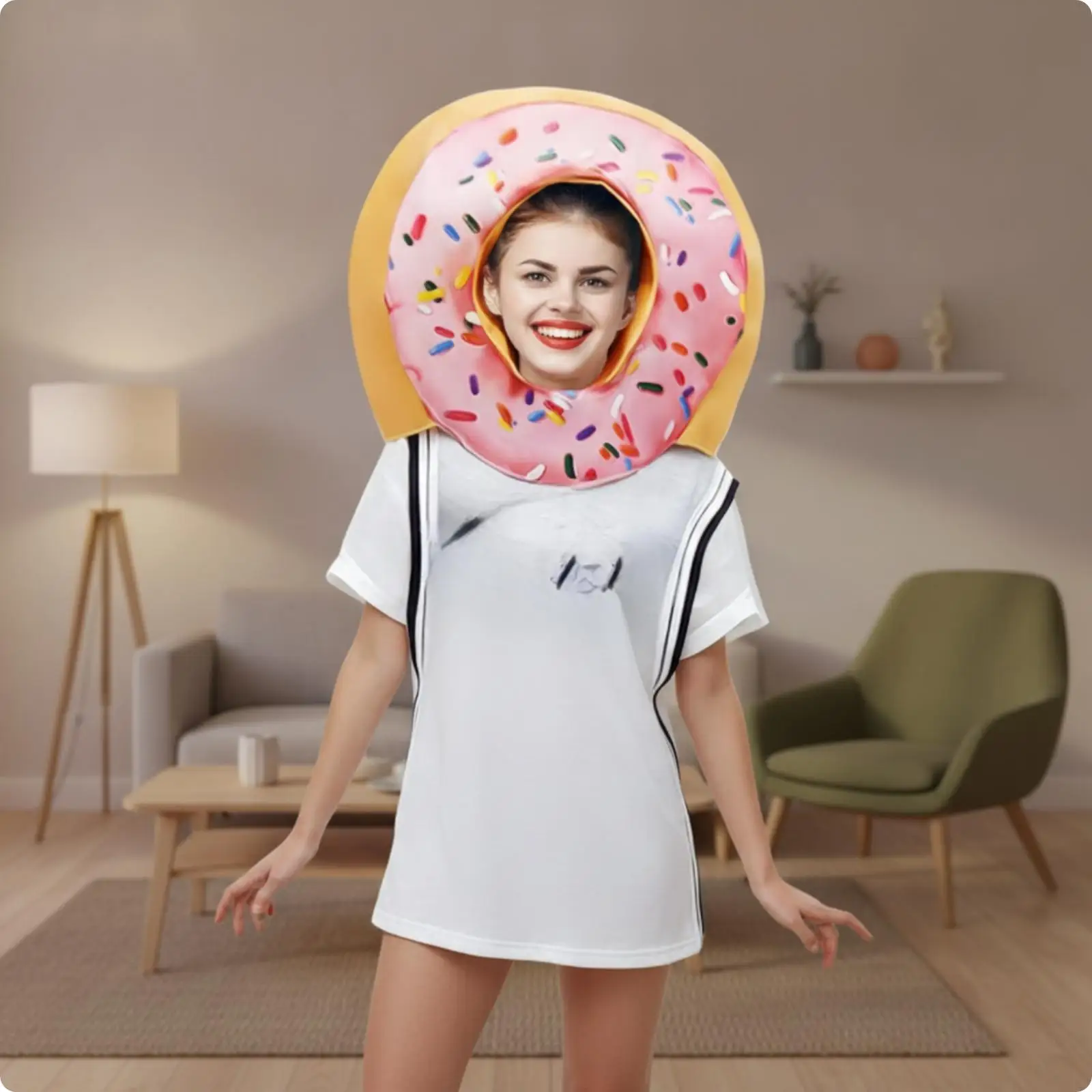 Halloween Print Costume for Adult Stage Party Funny Outfit Unisex Polyester Sponge Dress Up Performance Fancy Dress Women Men