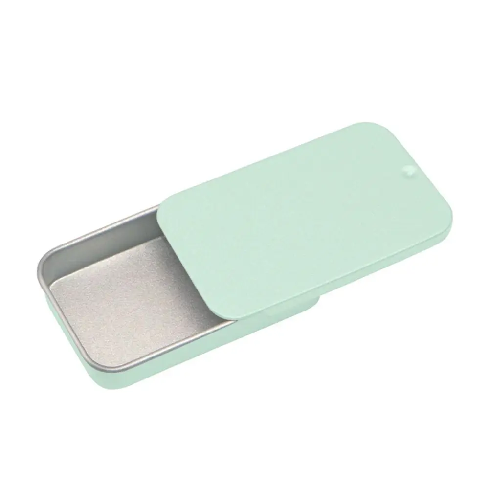 1Pc Rectangular Sliding Cover Push Pull Tin Metal Box Candy Aromatherapy Solid Ointment Drawer Type Portable Small Iron Boxes