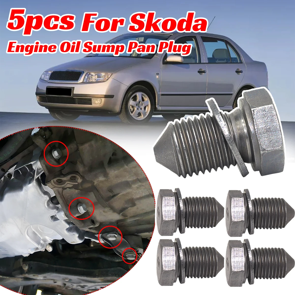

5Pcs For Skoda Fabia 6Y Octavia Rapid Roomster Superb Yeti Engine Oil Sump Pan Plug Drain Seal Washer Screw Thread M14x1.5x22