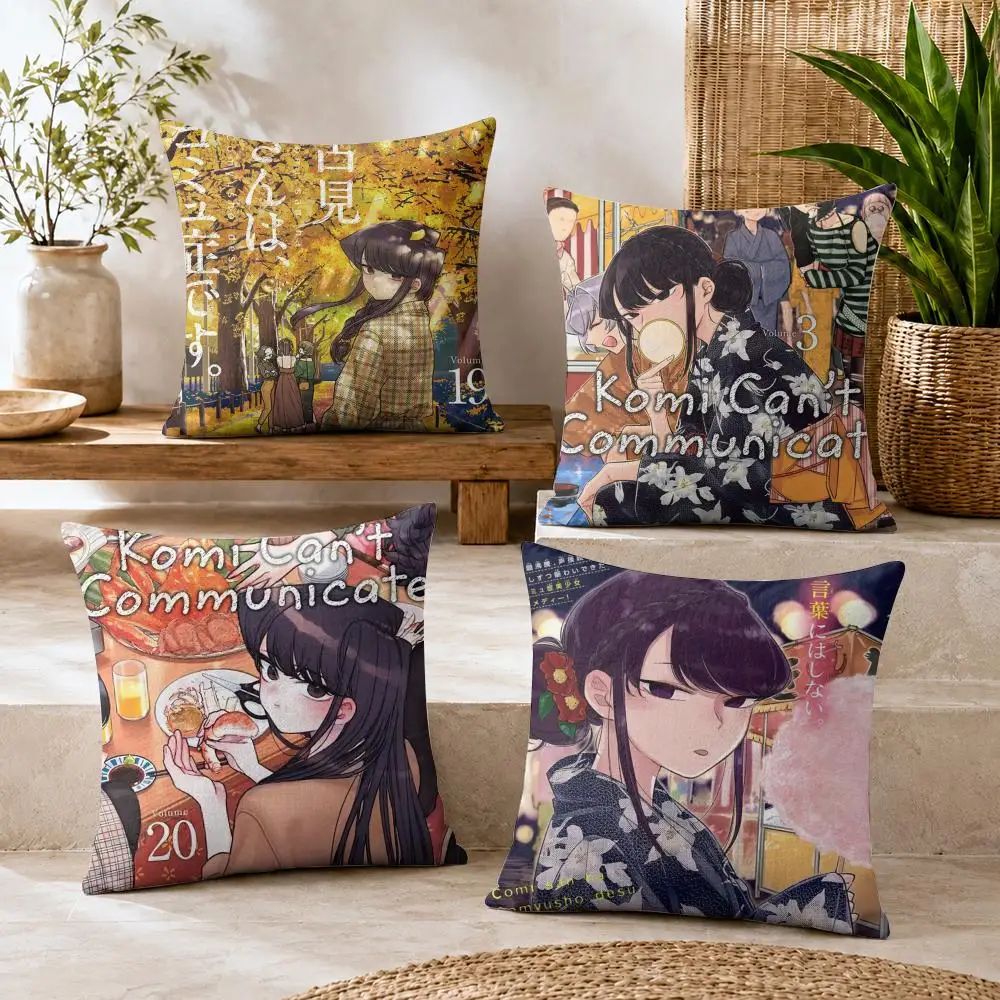 K-Komi Can't Communicate Cushion Cover Soft Short Plush Double-Sided Printing Home Decor Cozy Sofa Pillow Case Fine Gift
