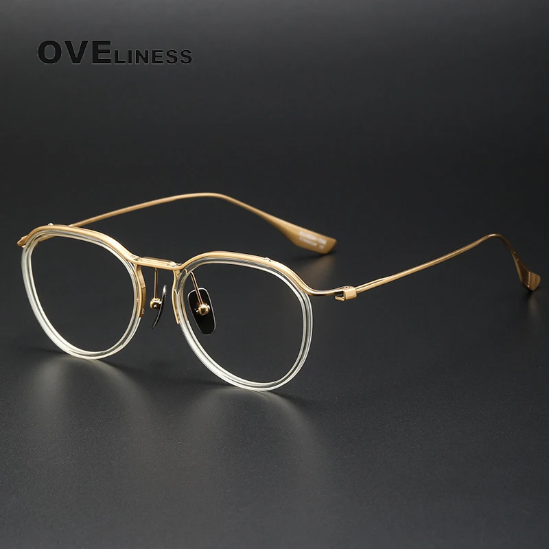 Vintage Acetate Titanium Eyeglasses Frame Men 2024 New Male female Glasses Frame Women Designer Luxury Brand Eyewear spectacles