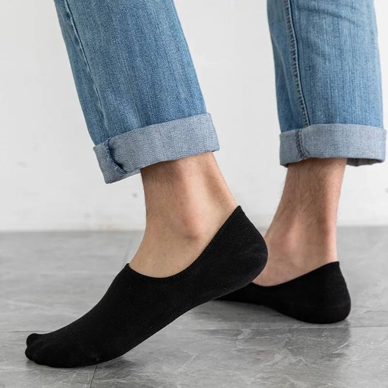 1/ 5 pares de calcetines náuticos para hombre, calcetines informales invisibles de silicona antideslizantes, calcetines tobilleros transpirables,