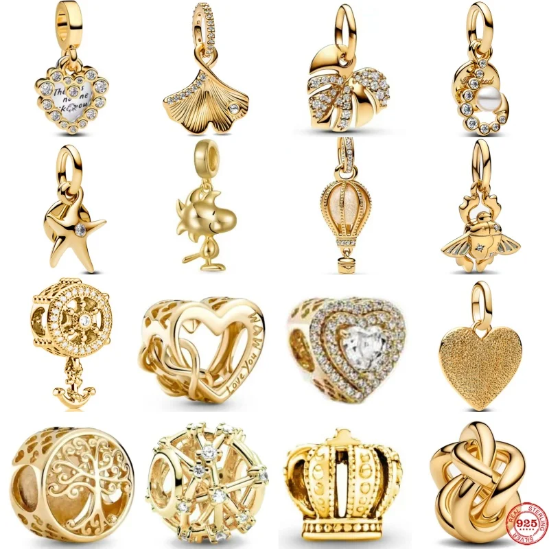 

2025 New Hot Gold Plated Family Tree Snowflake Charm Bead Fit Original European 925 Silver Bracelet Jewelry Gift For Women
