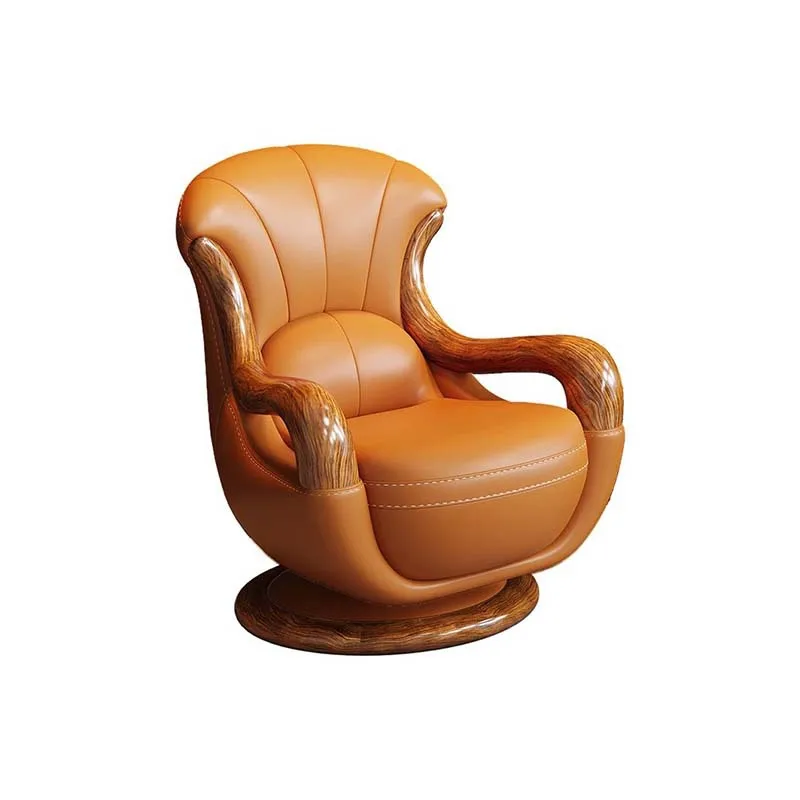 Modern new Chinese ebony wood carving flower table and chair combination sofa villa living room furniture first layer cowhide