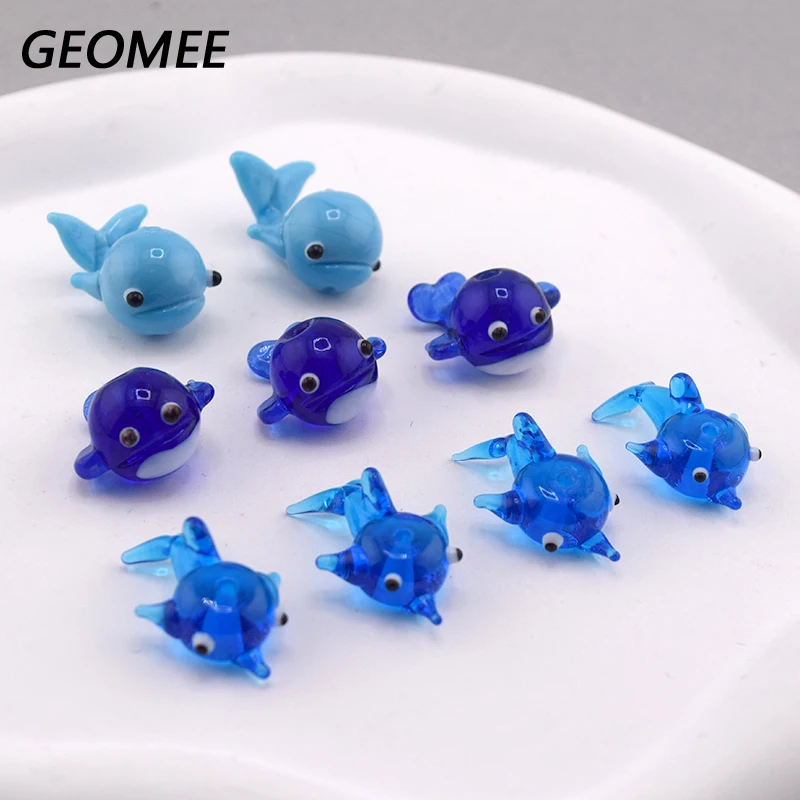 3pcs Aquarium Ocean Loose Beads 3D Dolphins Puffers Whales Animal Spacer Bead For Bracelet Connectors Diy Jewely Make