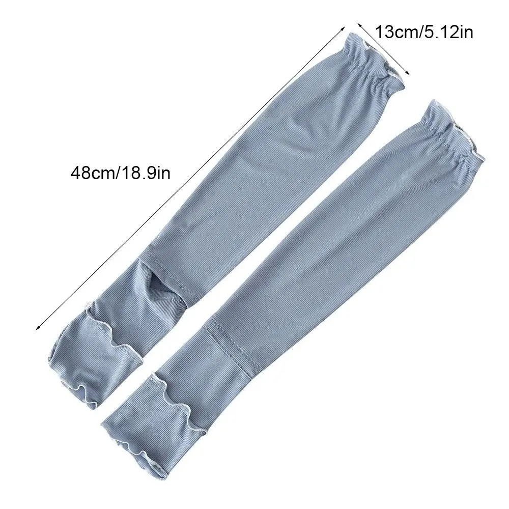Fashion Ruffles Ice Silk Arm Sleeves Flared Solid Color Sunscreen Arm Sleeves UV Protection Cooling Cycling Arm Cover Running