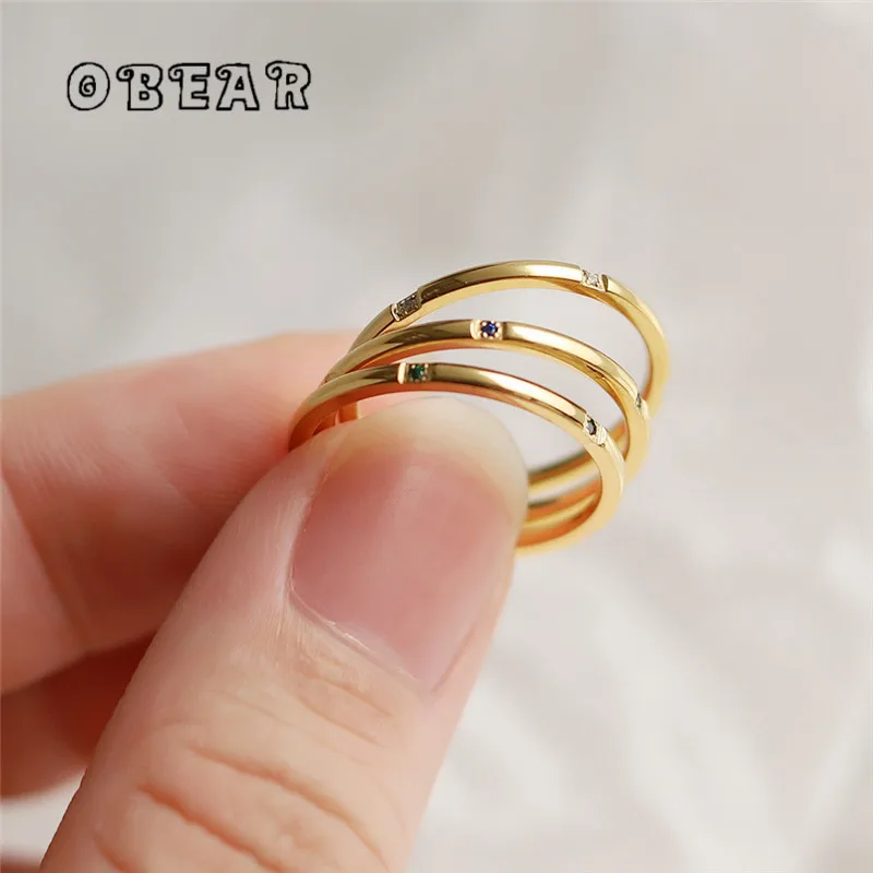 

Stacking Super Affordable Three-Piece Colored Zircon Rings for Women Stainless Steel Plated 18K Gold Jewelry Wholesale