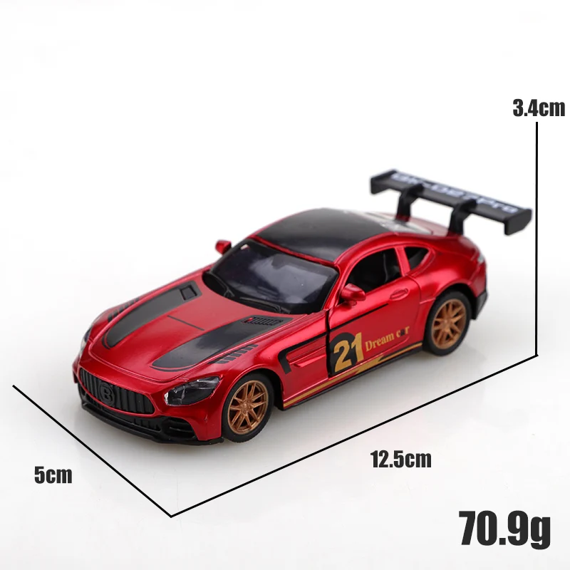 가방에 담긴 1.36 신형 합금 GT 풀백 자동차, 세련된 금속 자동차, 문 열림 가능한 풀백 장난감, 어린이 장난감 선물, 자동차 장식품