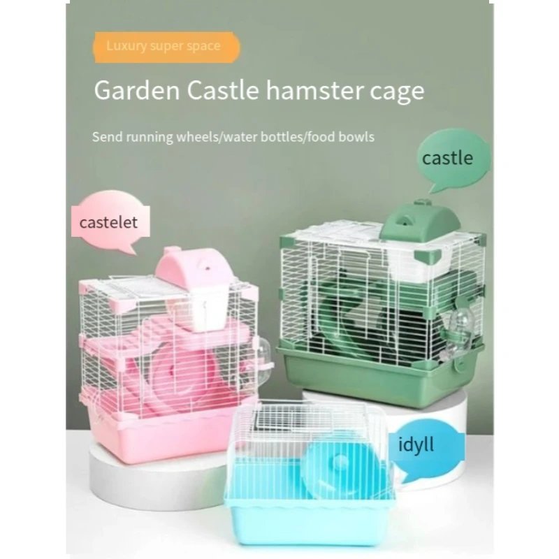 Hamster cage chinchilla hut nest honey bag glider villa double castle chute running wheel golden bear villa