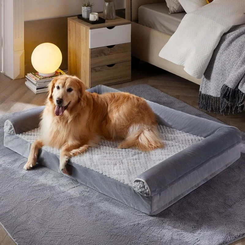 Dog Beds for Large Dogs, Orthopedic Sofa Dog Bed Mat Pillow with Removable Waterproof Cover