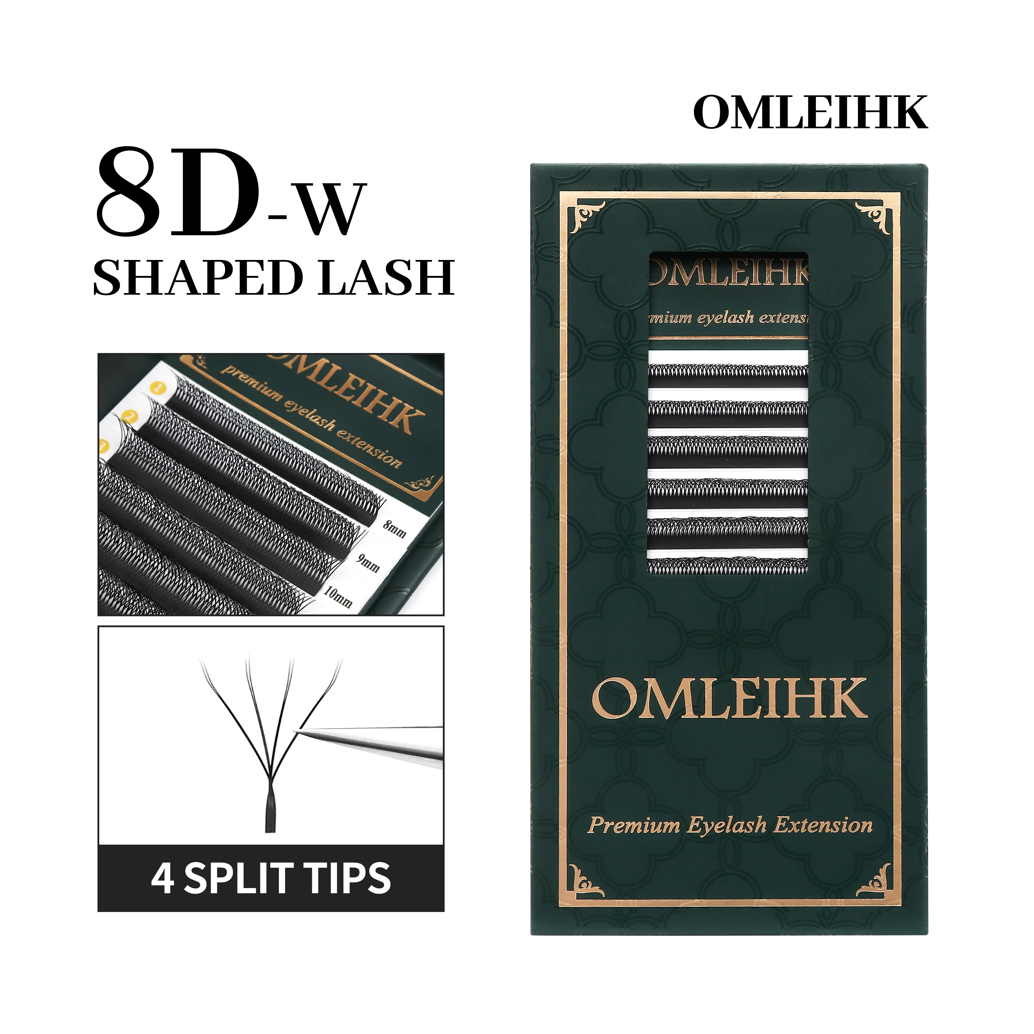 OMLEIHK 8D W (Duplo 4D) Наращивание ресниц Мягкие и легкие объемные ресницы Естественный вид Профессиональное использование в салоне