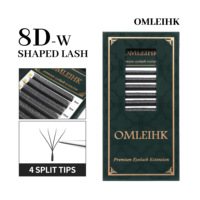 OMLEIHK 8D W （Duplo 4D） Eyelash Extensions Soft Lightweight Volume Lashes Natural Look Professional Salon Use