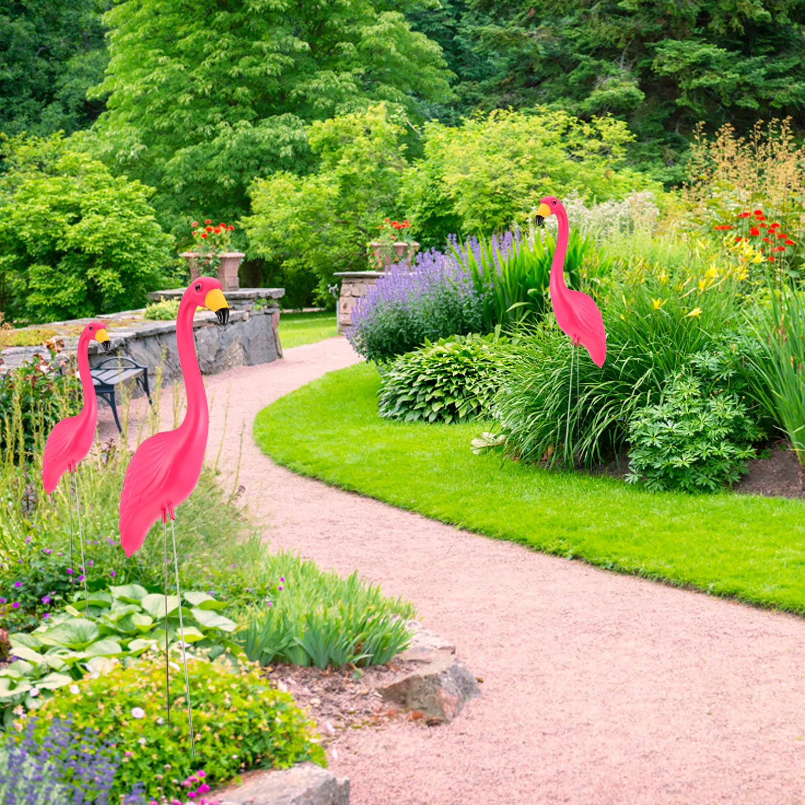 

2Pcs Flamingo Garden Stake Pink Realistic Sculpture Lawn Yard Stake Outdoor Garden Decor Accent Flamingo Yard Stakes