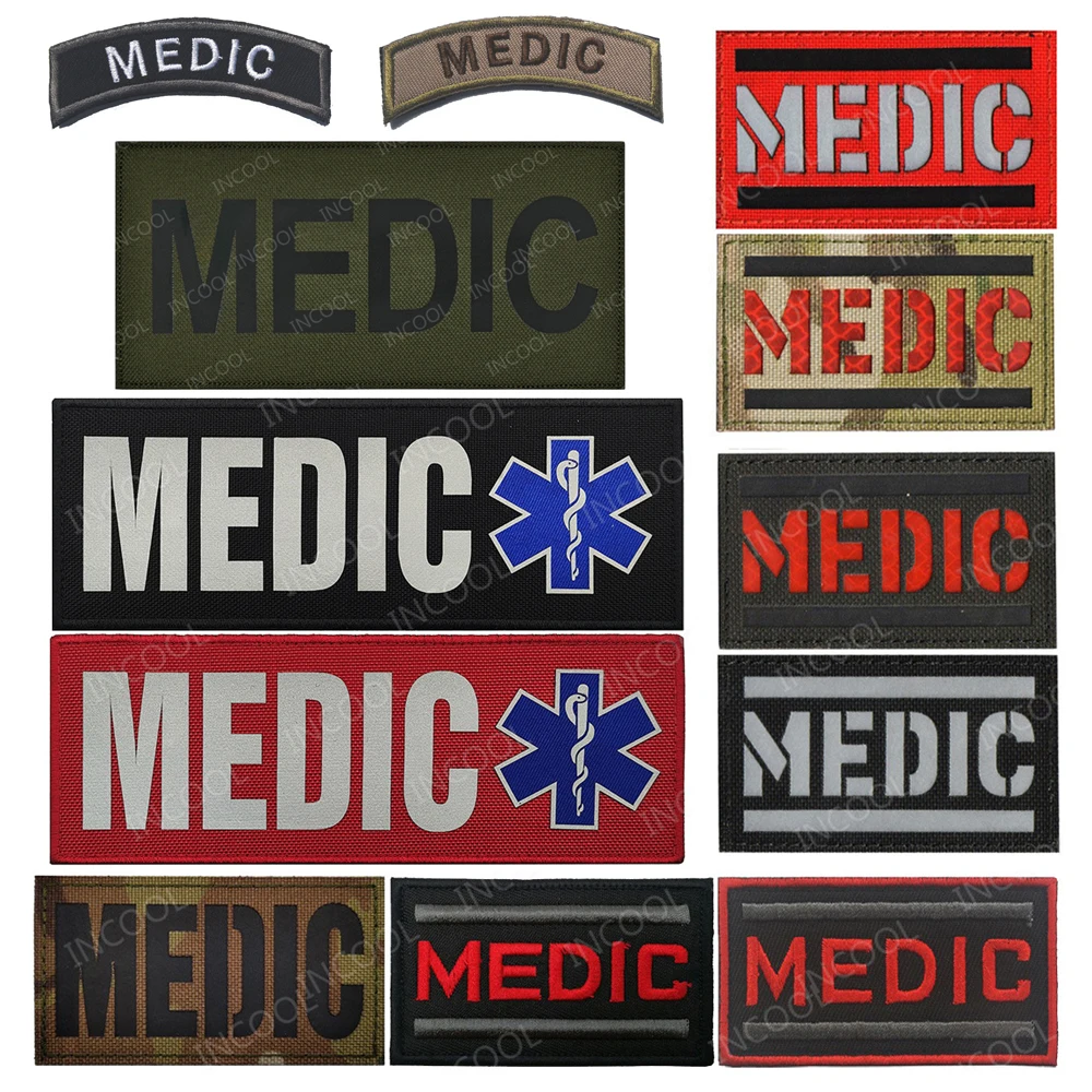 Parches reflectantes MEDIC IR, rescate de emergencia, bordado paramédico, brazalete, hombro, insignias tácticas de primeros auxilios para ropa, chaqueta