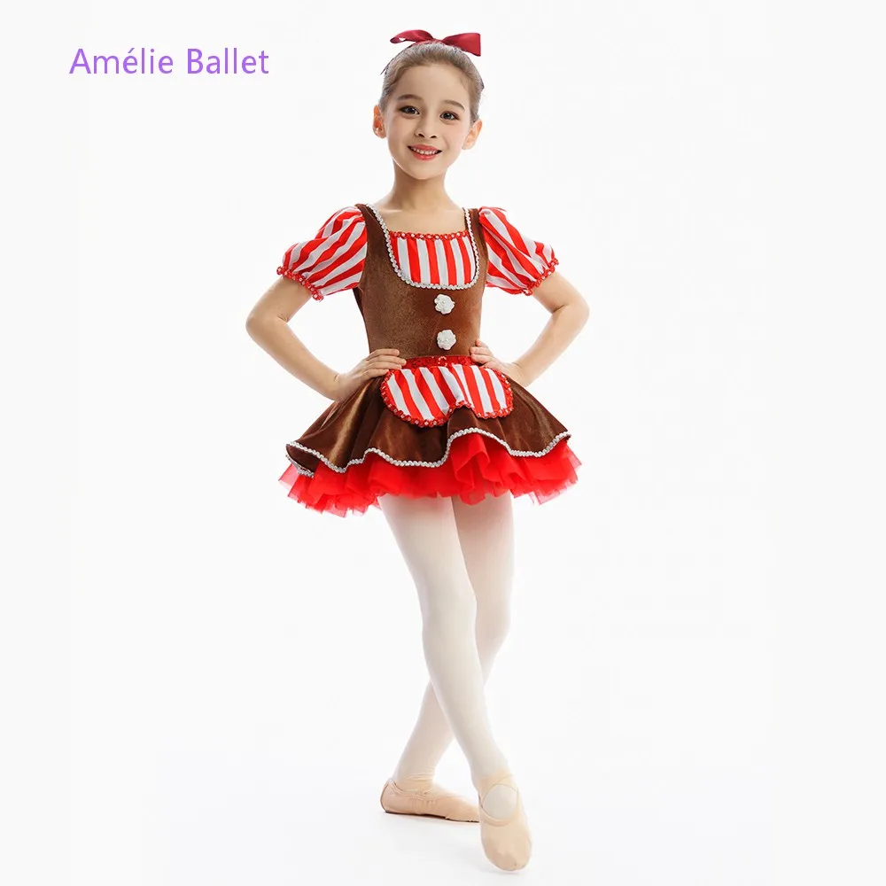C26053 novos trajes de balé marrom e vermelho veludo superior corpete ballet tutu crianças desempenho palco ballet dança traje dancewear