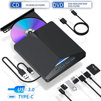 7-in-1 Portable Optical Drives DVD Drive USB 3.0 Type-C External RW CD Burner Drive Burner Reader Player For Laptop PC Notebook