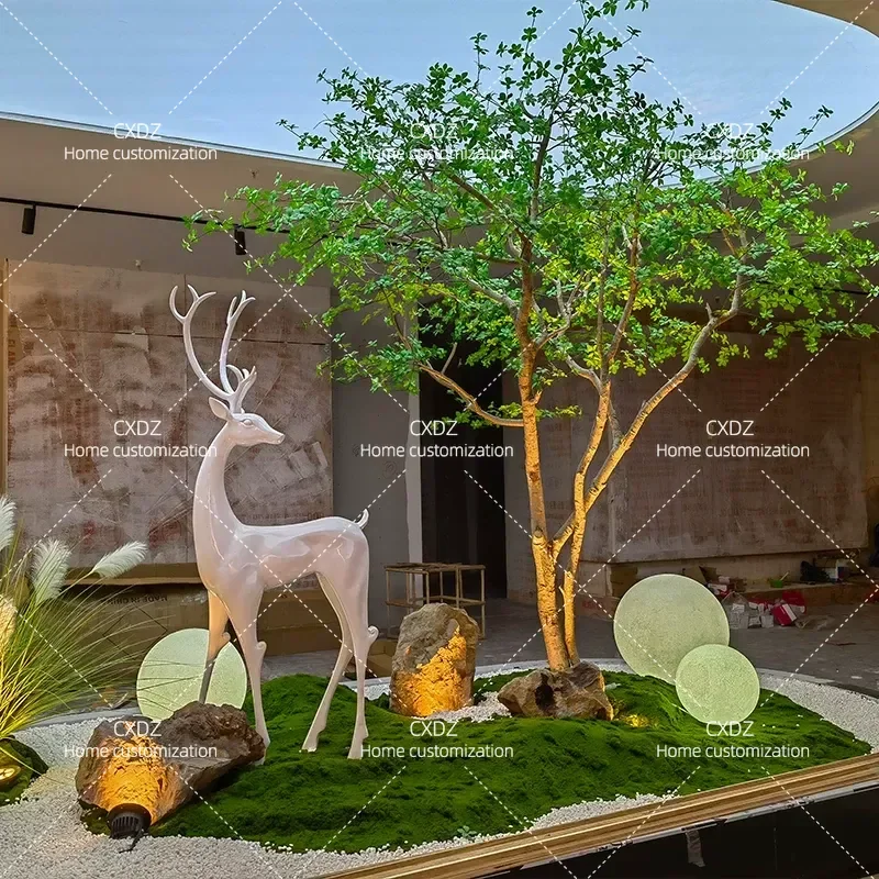 Nordic Style Simulation Bell Tree Window Decoration Horse Drunk Wood Green Plant Landscape Indoor Outdoor Ornament Large