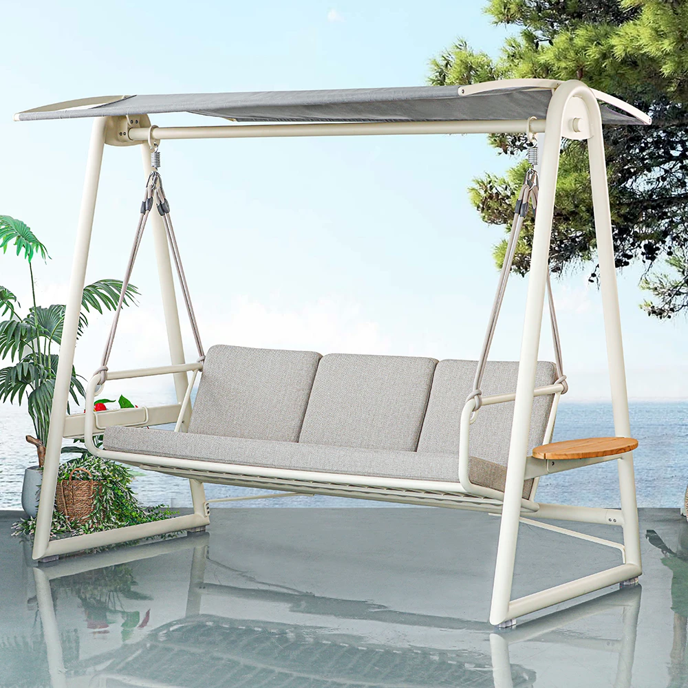 High-Quality Courtyard Metal Hanging Bed Garden Multiple People Swing Chairs Outdoor Patio With Canopy Swing Chair