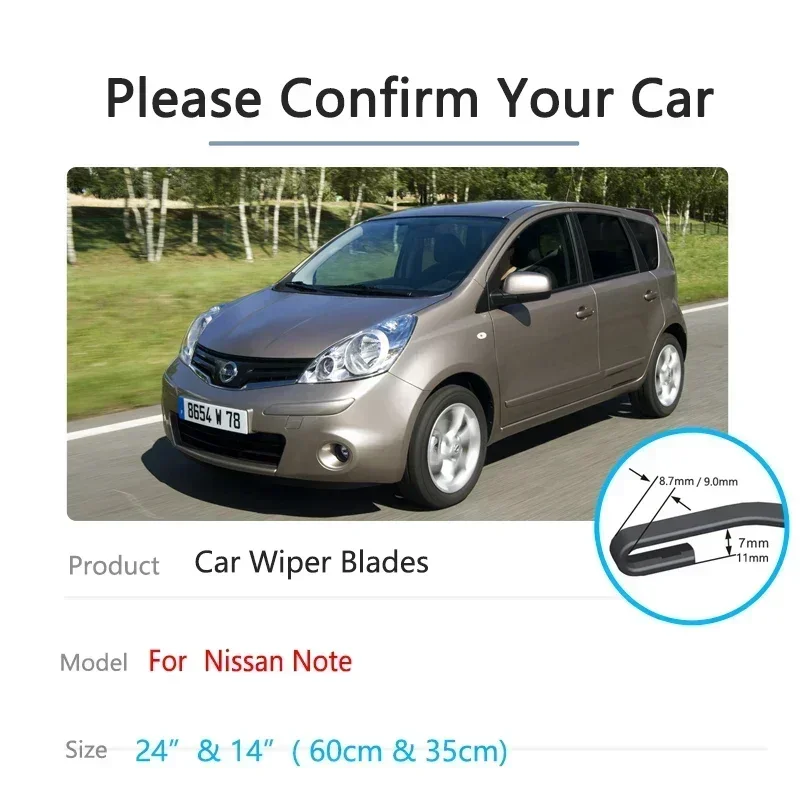 لنيسان نوت 2006 2007 2008 2009 2010 2011 2012 2013 الزجاج الأمامي فرش غسالة اكسسوارات السيارات الجبهة ممسحة شفرات #2