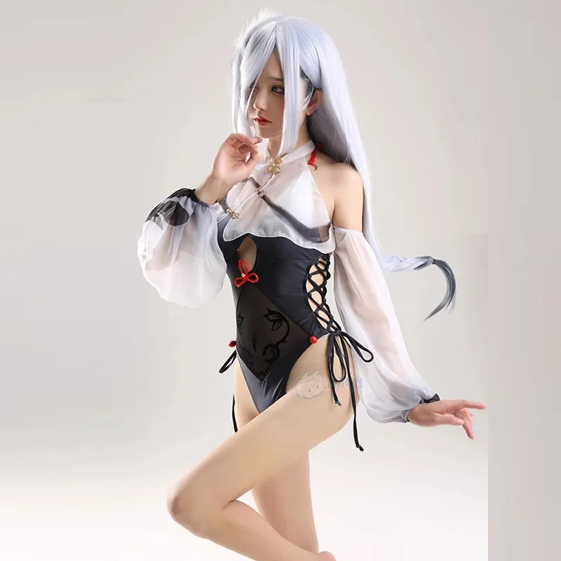 Game Genshin Impact Shenhe Cosplay Costume Women Cute Sexy One-piece Swimsuit Swimwear 2023 New Summer Beach Party Bathing Suit