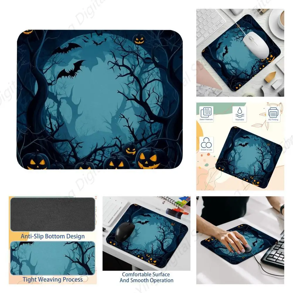 Halloween Spider Web And Spider Computer Mouse Pad With Rubber Base Easy To Slide Suitable For Gaming Office Laptop Mouse Pad