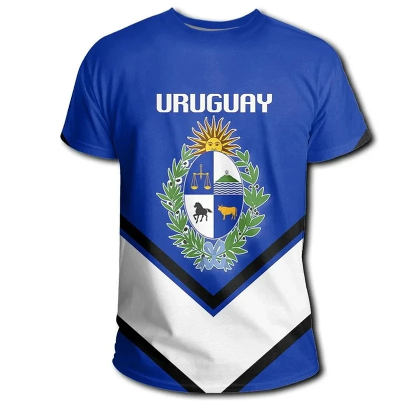 Uruguay Flag Men T-shirt 3D Print Uruguayan Emblem Graphic Casual Sports Oversized Tops New Fashion Short Sleeve Women T Shirts