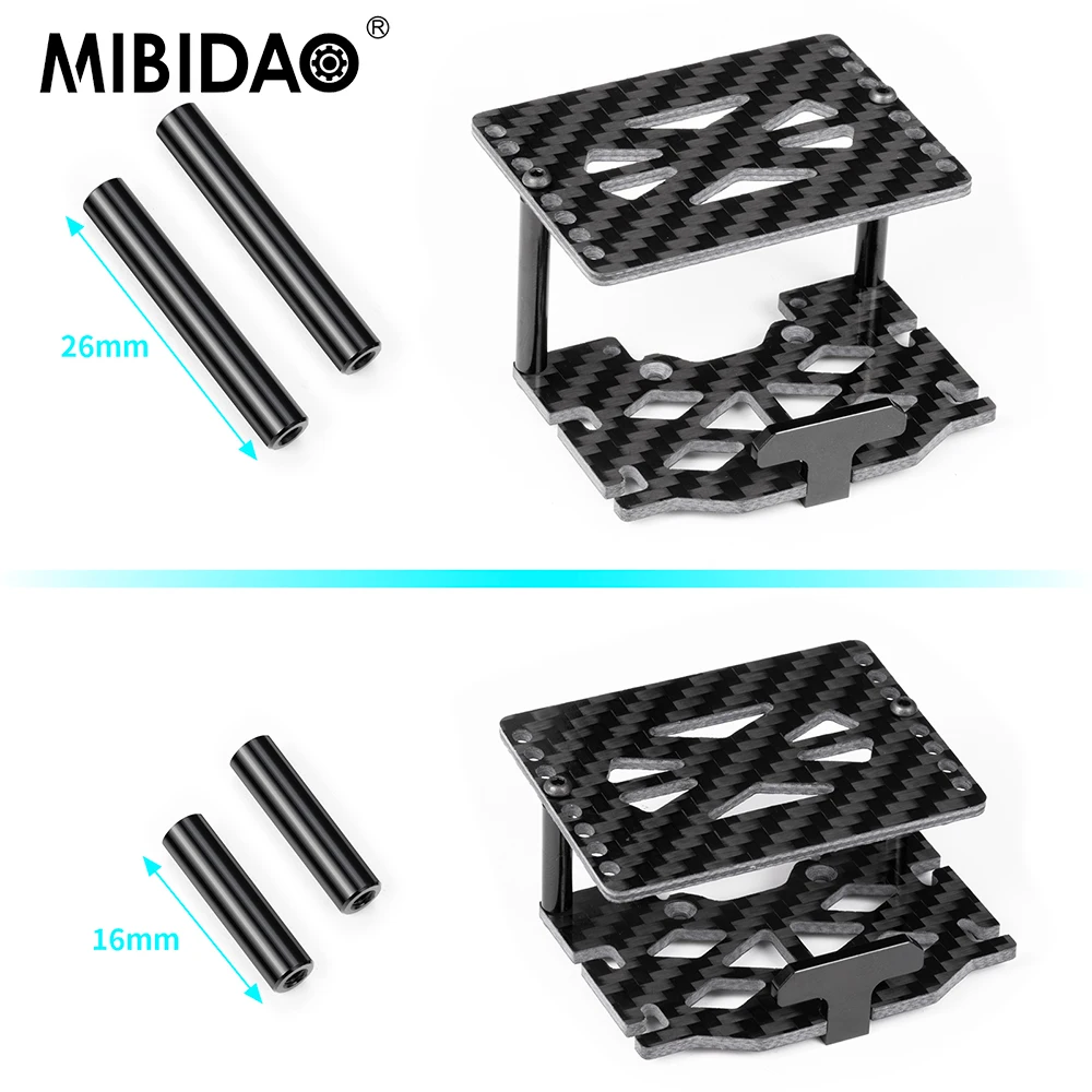 MIBIDAO Double Decker Carbon Fiber Plate Battery ESC Receiver Tray for TRX-4M 1/18 RC Crawler Car Model Upgrade Parts