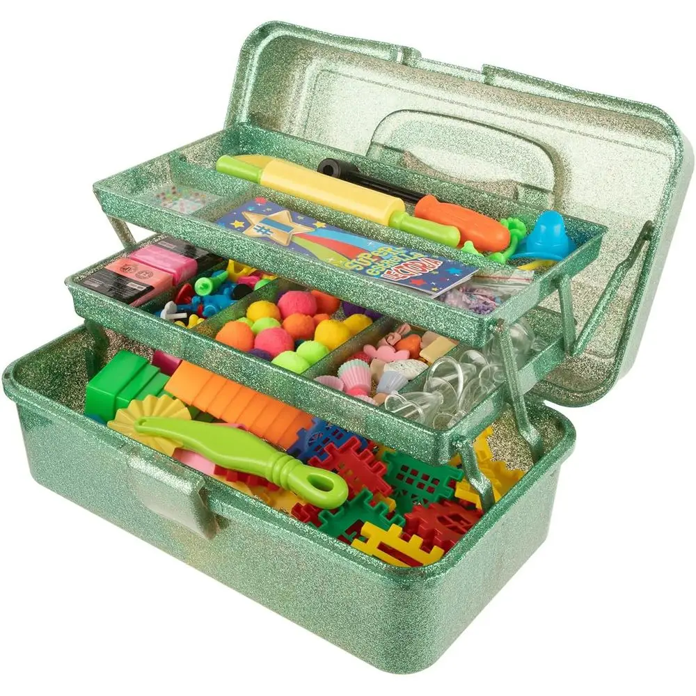 

Glitter Art & Craft Tool Storage Box,3-Layer Stackable Carry Tackle Box Sewing Box Organizer for Art Supply, Makeup,Sewing Suppl