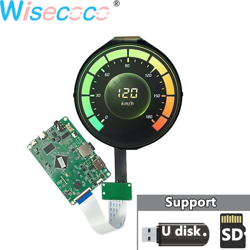 

Wisecoco 5 Inch Round LCD Display IPS 1080*1080 FHD Screen Circle Display SD Card USB Driver Board MIPI Interface Advertising