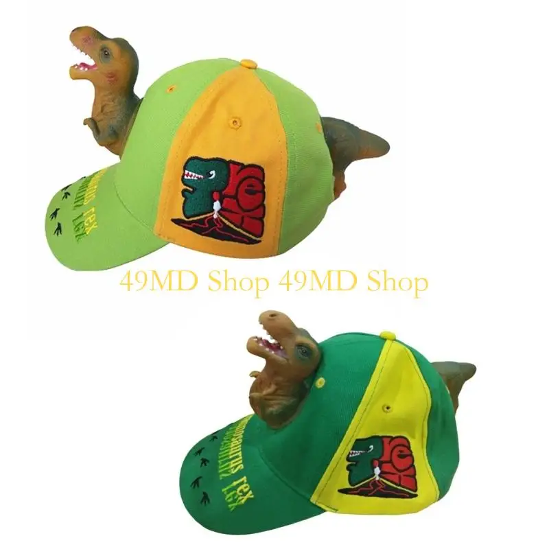 49MD Adult Children 3D Cartoon Fierce Dinosaur Cotton Baseball Cap Funny for Sun for Protection Sport Adjustable for Snapback