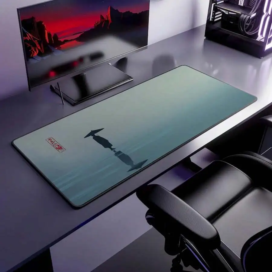 

Japanese Zen Art Large Desk Mat Minimalist Gaming Mouse Pad Calm Office Workspace Decor