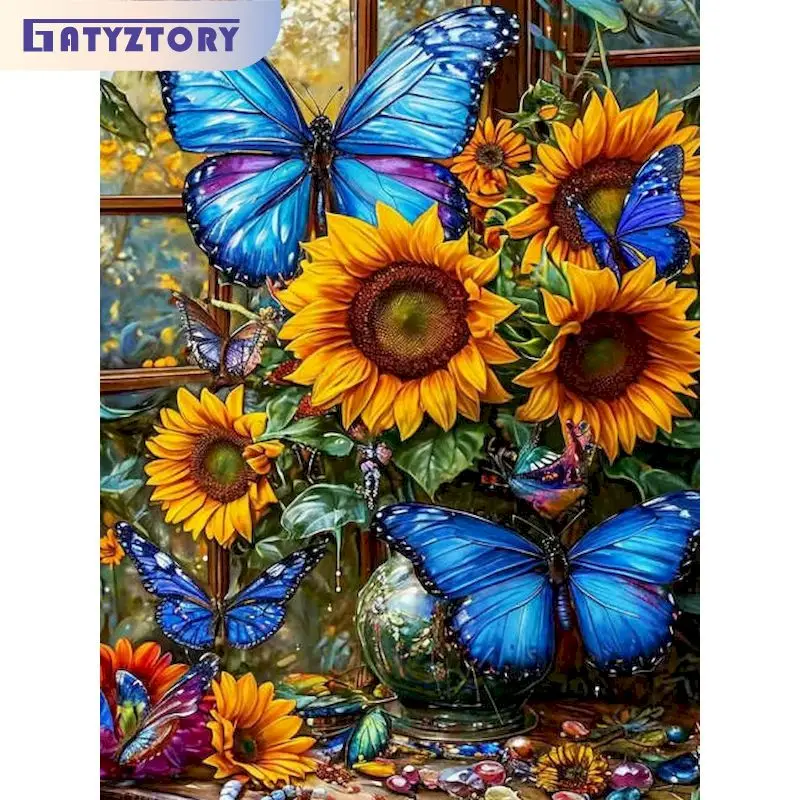 

GATYZTORY Paint By Number Butterfly DIY Pictures By Numbers Animal Kits Drawing On Canvas Hand Painted Painting Art Gift Home De