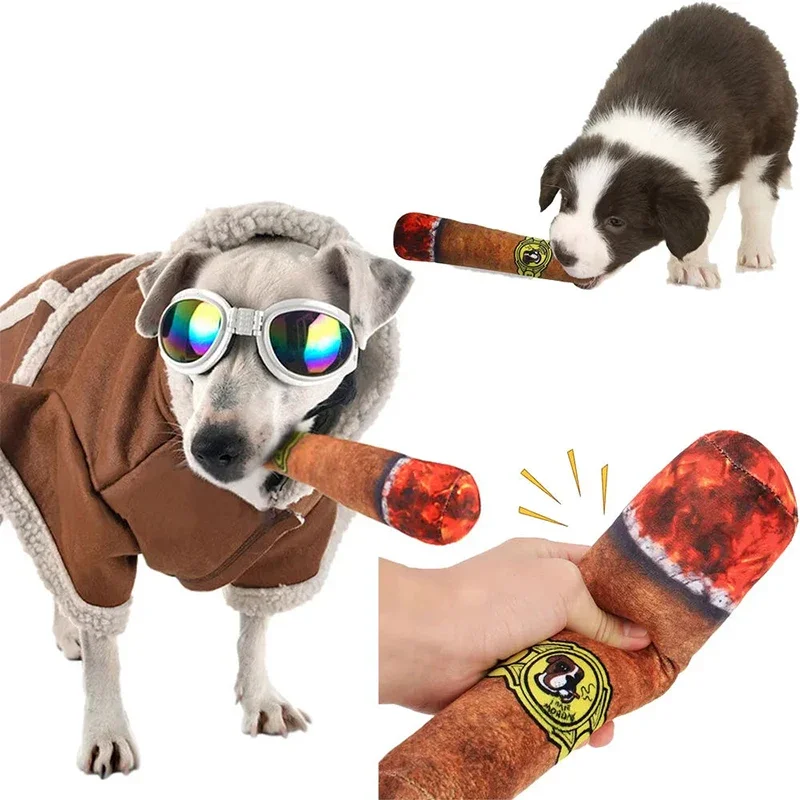 Juguete chirriante para mascotas, juguete de broma para perros, novedad, cigarrillos falsos, cigarro vocalizado, regalo divertido, juguete de peluche para entrenamiento de mascotas, 1 piezas