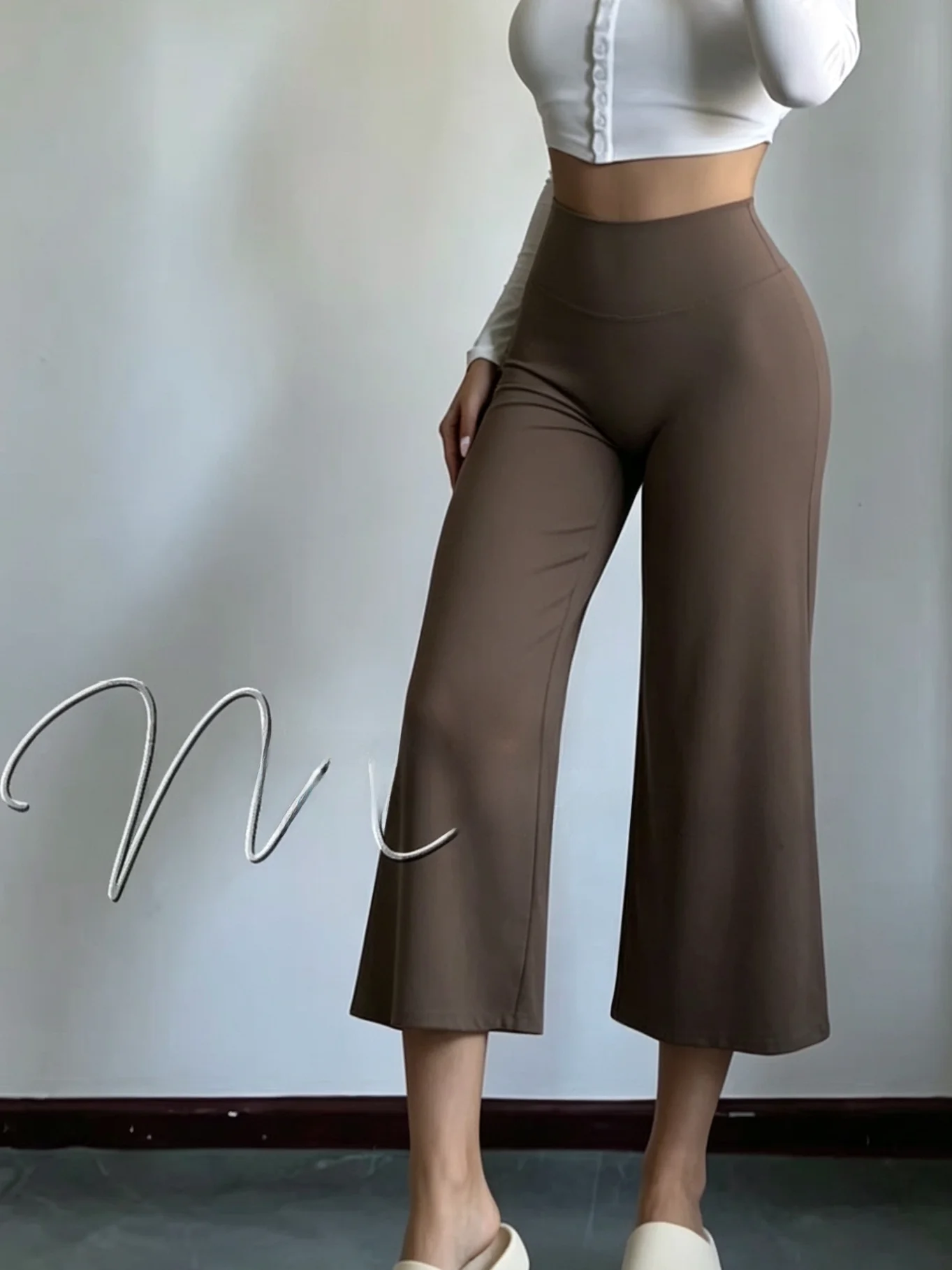 High Waist Yoga Pants Women's Sport Straight Leg Fitness Pilates Elastic Butt Lifting Wide Leg Pants Breathable Slimming