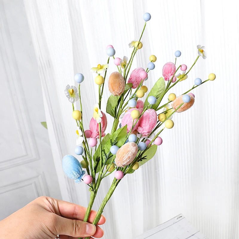 Easter Egg Tree Branch Fake Plant Diy Flower Arrangement Accessories Office Garden Home Vase Decor Happy Easter Party Decoration