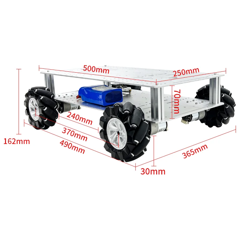 Heavy-load Obstacle-crossing Robot, Mecanum Wheel Development Platform4WD Chassis T800S Plastic Track Smart Car