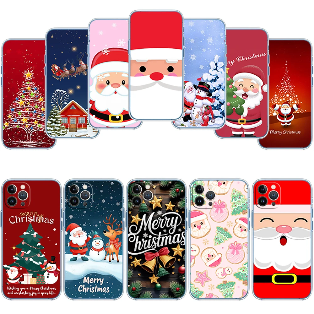 Merry Christmas Deer Gift Transparent Phone Case for Motorola G40 G04 G05 One Ace Action  Fusion Plus Hyper Macro Vision Zoom