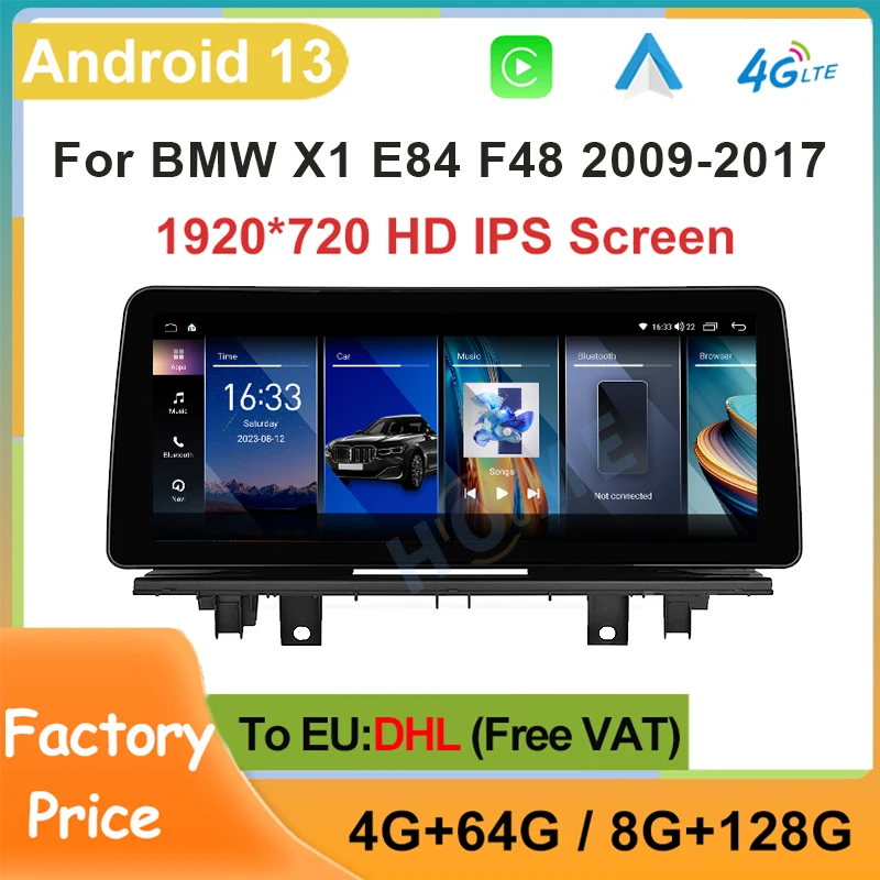 

8G+128G 12.5" 10.25" Android 13 Car Multimedia Video Player For BMW x1 E84 F48 Wireless Apple Carplay Auto GPS Navigation BT 4G