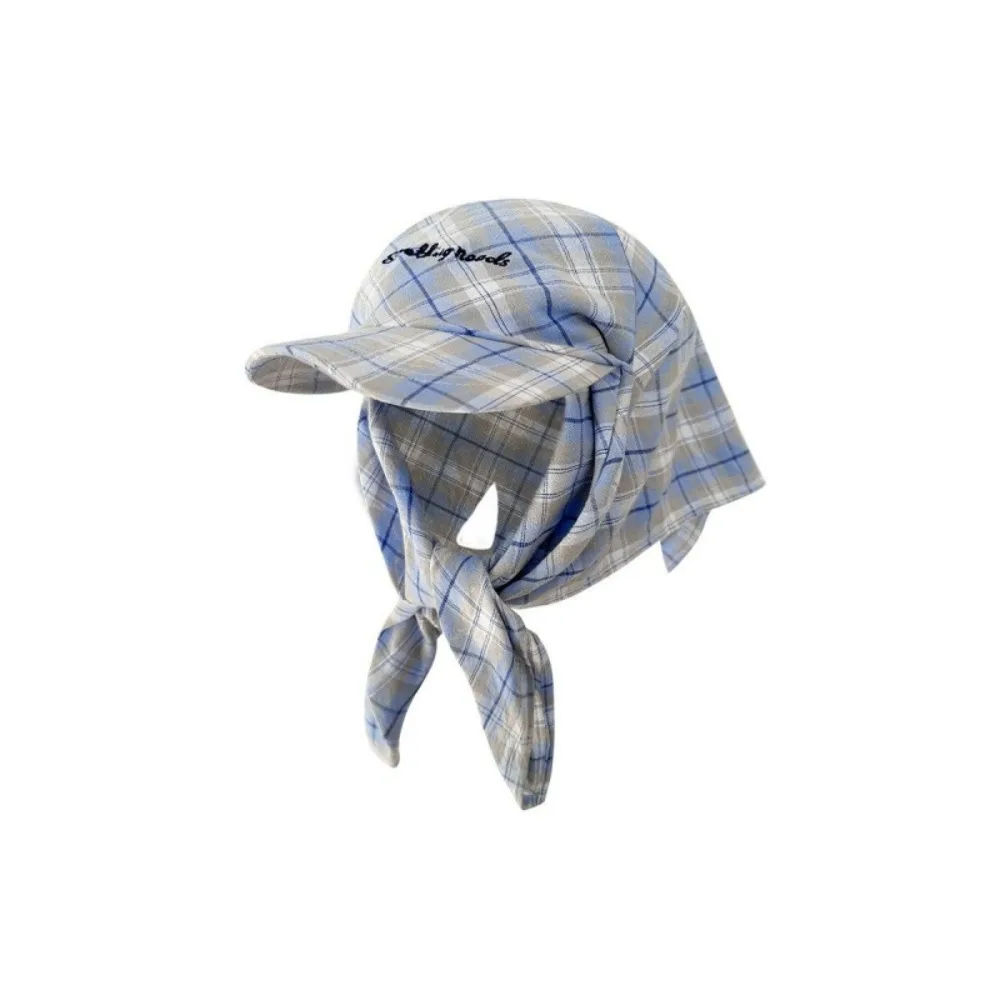 

Simple Plaid Headscarf Baseball Cap Korean Style Nylon Sunscreen Beach Hats Jennie Same Style Sunscreen Hat Peaked Cap Sports