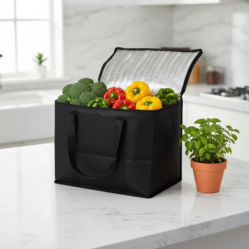 Large Insulated Food Delivery Bag Leakproof Thermal Cooler Tote Portable Reusable for Catering Takeout Picnic Grocery Shopping