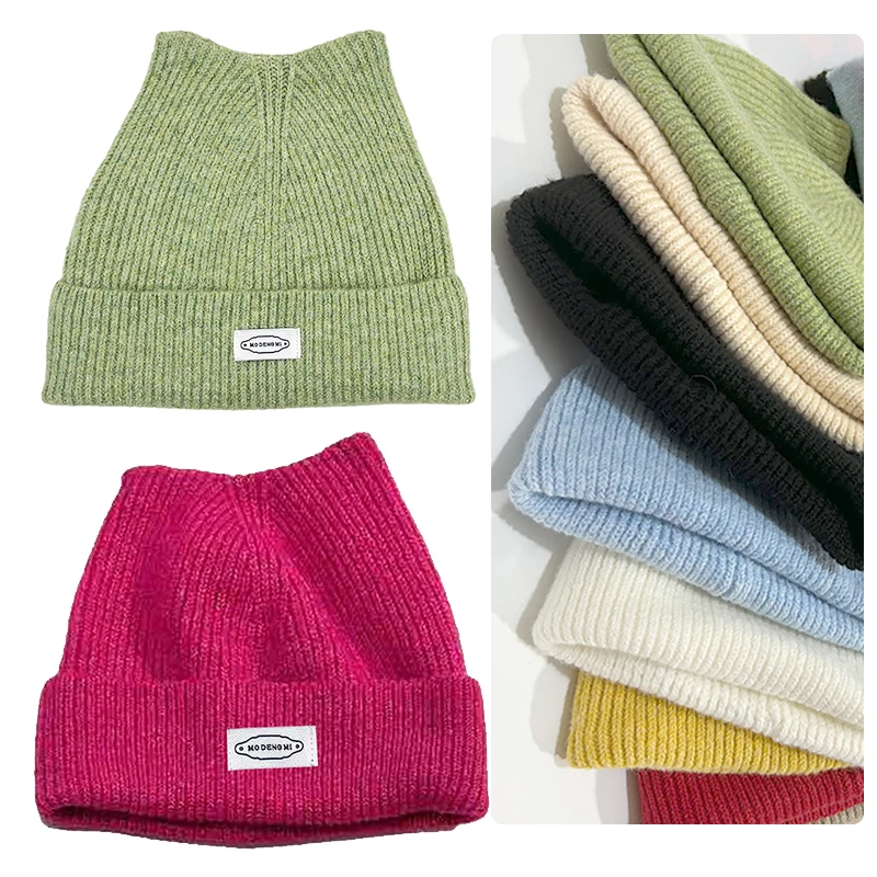 Women's Solid Color Cat Ear Knit Hat, Soft Warm Striped Winter Beanie for Casual Outfit Gift