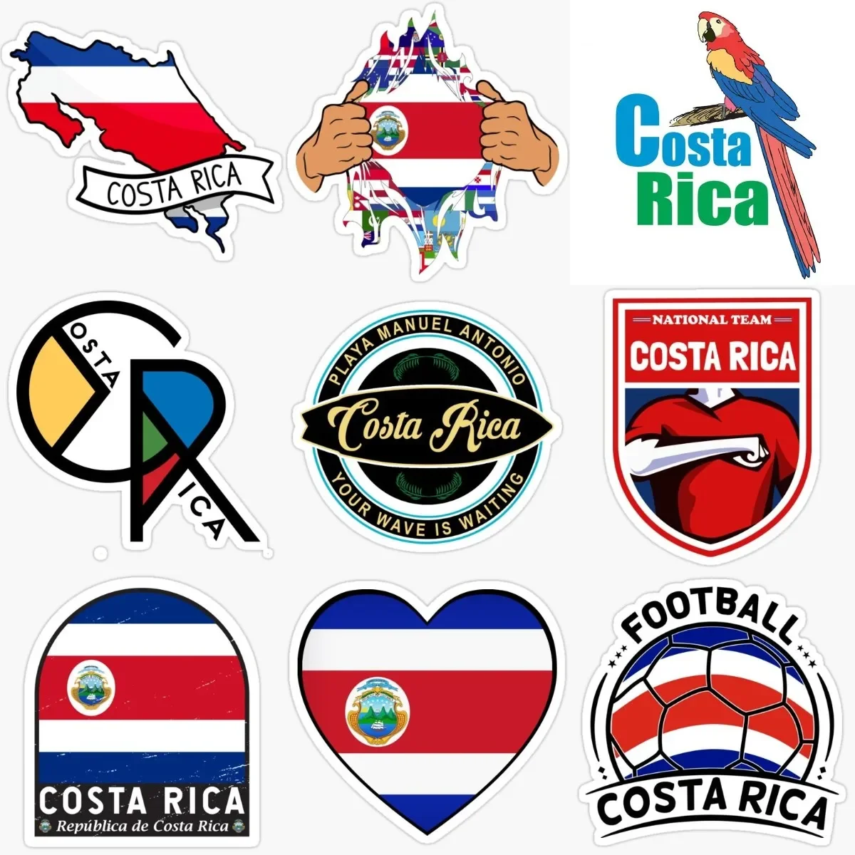 

Costa Rica Flag MAP CR Creative PVC Accessories Sticker for Laptop Window Motorcycle Camper Table Off-road Wall Customizable