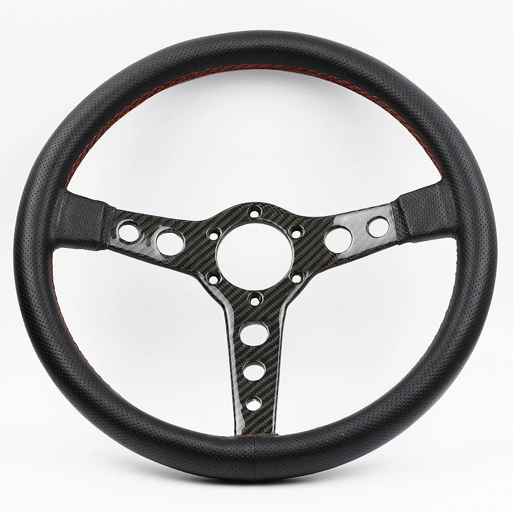 Universal 14inch/345mm Real Carbon Fiber Genuine Leather Steering Wheel Drift Sport Steering Wheels