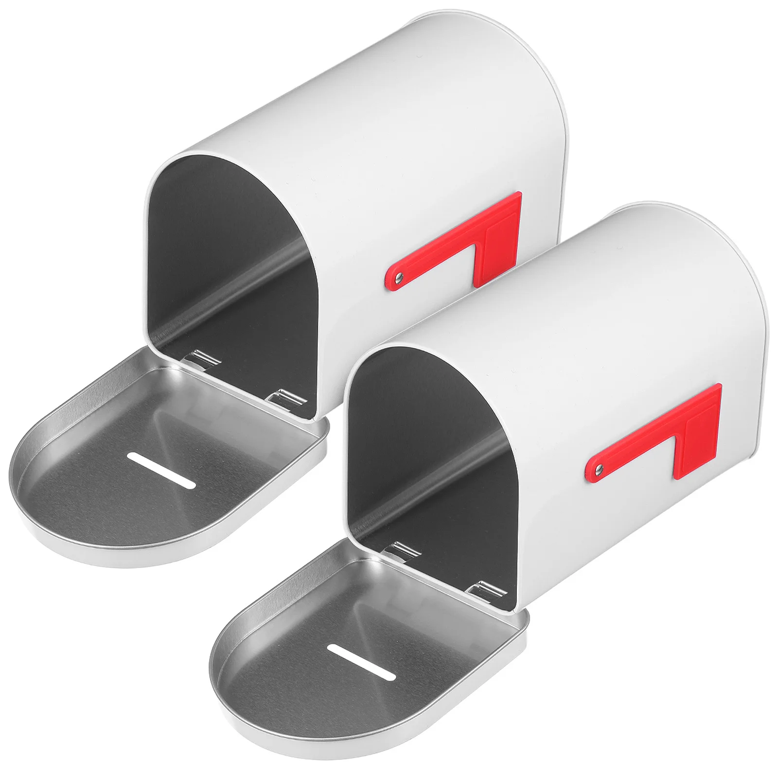 

2Pcs Christmas Tinplate Mailbox Shaped Savings Box Metal Coin Bank Candy Cookie Treats Storage Container Christmas Cookie Tins